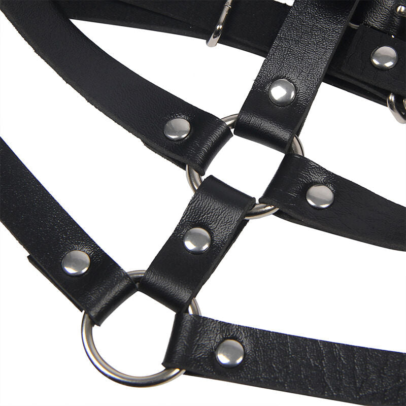 SUBBLIME - ARNÉS DE PECHO ANILLAS DE CUERO NEGRO TALLA ÚNICA SUBBLIME FETISH