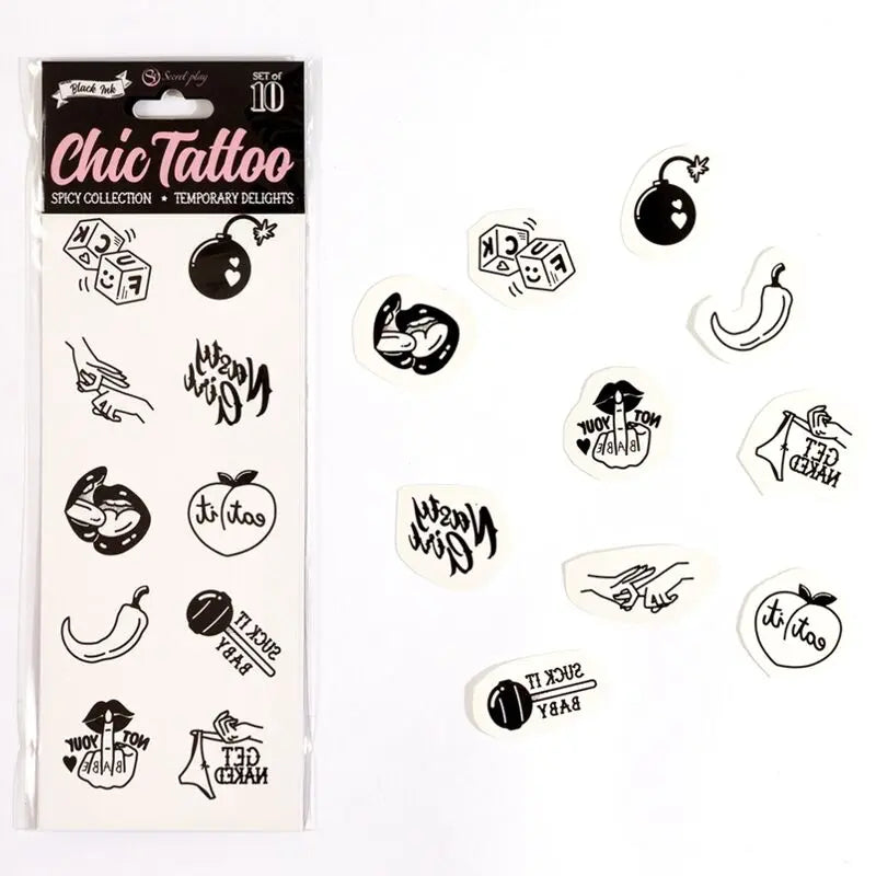 SECRET PLAY - SET DE 10 TATTOOS TEMPORALES SPICY COLLECTION SECRETPLAY