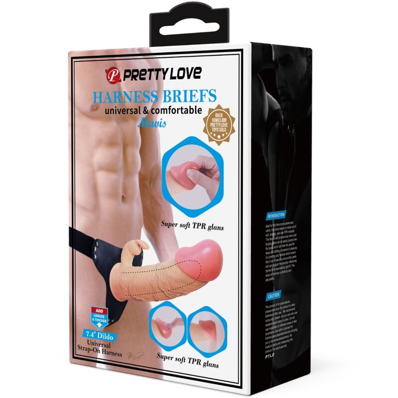 PRETTY LOVE - MAVIS HARNESS BRIEFS UNIVERSAL CON DILDO 19 CM NATURAL PRETTY LOVE