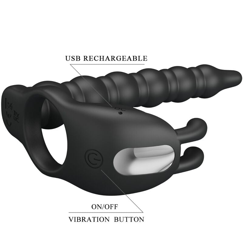 PRETTY LOVE - BLACKNEY ANILLO PENE CON PLUG VIBRADOR NEGRO PRETTY LOVE