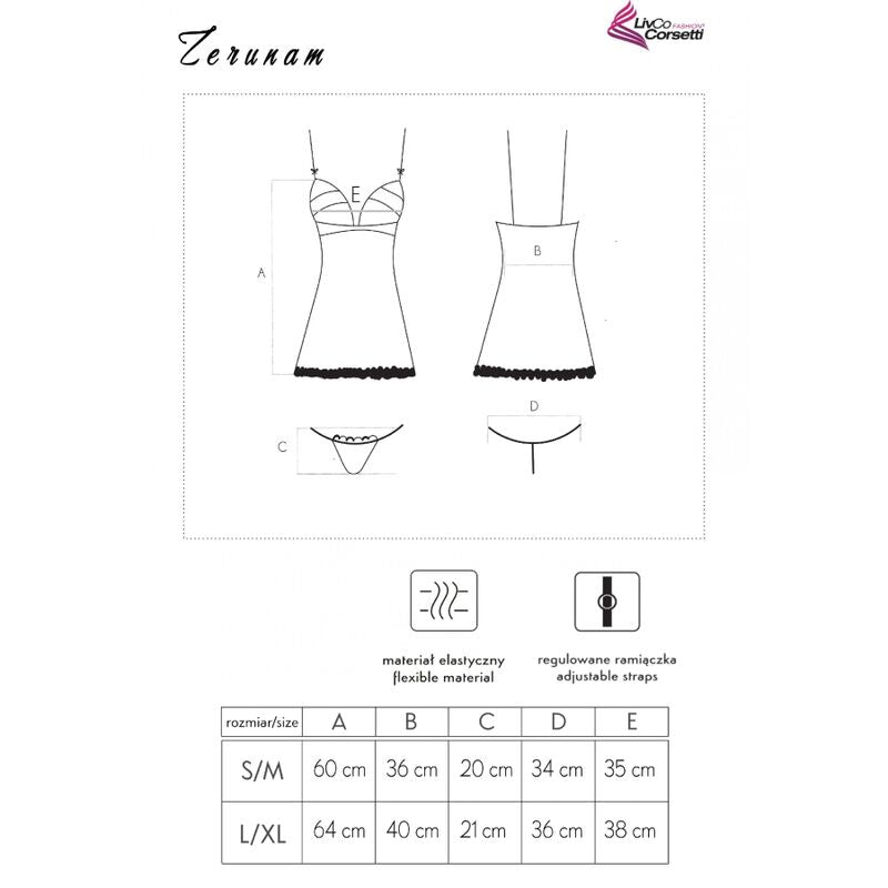 LIVCO CORSETTI FASHION - ZERUNAM SET BABYDOLL + TANGA NEGRO LIVCO CORSETTI SETS