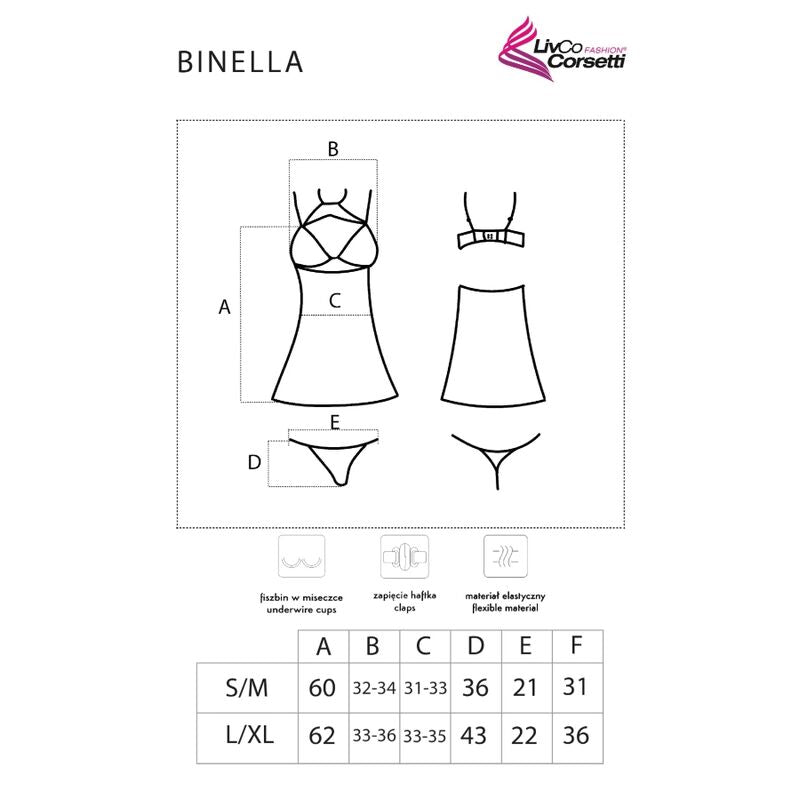 LIVCO CORSETTI FASHION - BINELLA SET BABYDOLL + TANGA NEGRO LIVCO CORSETTI SETS