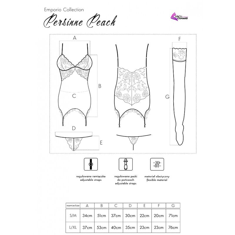 LIVCO CORSETTI FASHION - PERSINNE PEACH SET CORSET + PANTY + MEDIAS LIVCO CORSETTI SETS
