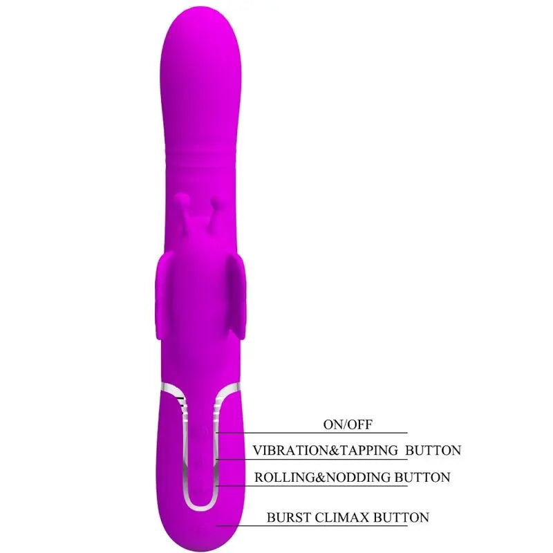 PRETTY LOVE - VIBRADOR RABBIT MULTIFUNCIÓN 4 EN 1 MARIPOSA FUCSIA PRETTY LOVE FLIRTATION