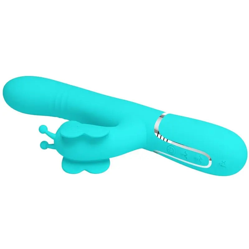 PRETTY LOVE - VIBRADOR RABBIT MULTIFUNCIÓN 4 EN 1 MARIPOSA VERDE AGUA PRETTY LOVE FLIRTATION