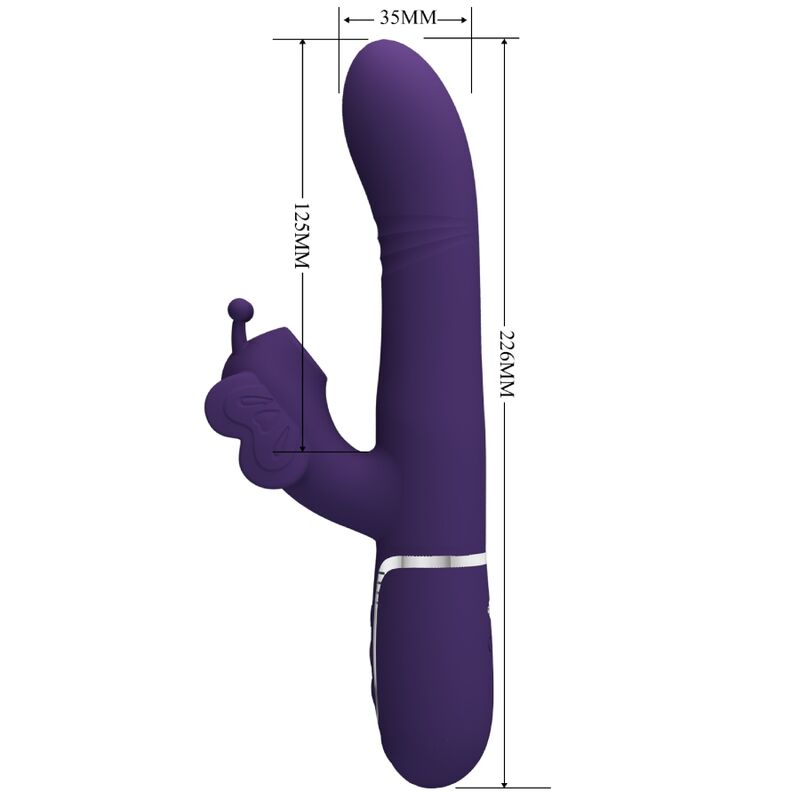 PRETTY LOVE - VIBRADOR RABBIT MULTIFUNCIÓN 4 EN 1 MARIPOSA MORADO PRETTY LOVE FLIRTATION