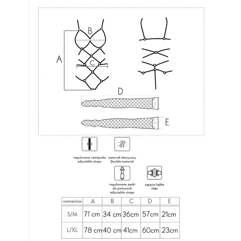 LIVCO CORSETTI FASHION - THIARA LC 20213 SET BODY + MEDIAS NEGRO S/M LIVCO CORSETTI SETS