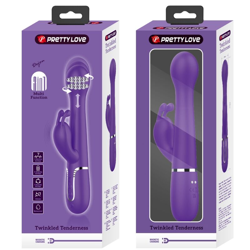 PRETTY LOVE - DEJON VIBRADOR RABBIT 3 EN 1 MULTIFUNCIÓN MORADO PRETTY LOVE FLIRTATION