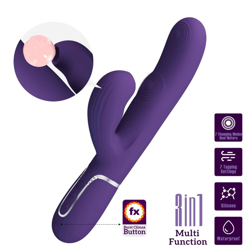 PRETTY LOVE - PERLITA VIBRADOR PUNTO G 3 EN 1 MULTIFUNCIÓN MORADO PRETTY LOVE FLIRTATION