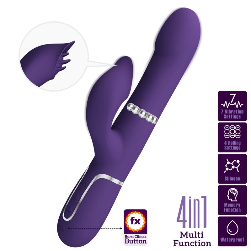 PRETTY LOVE - ZALIN VIBRADOR RABBIT PERLAS 4 EN 1 MORADO PRETTY LOVE FLIRTATION