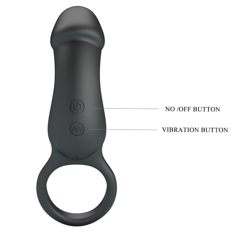 PRETTY LOVE - TRAE ANILLO VIBRADOR CON ESTIMULADOR NEGRO PRETTY LOVE MALE