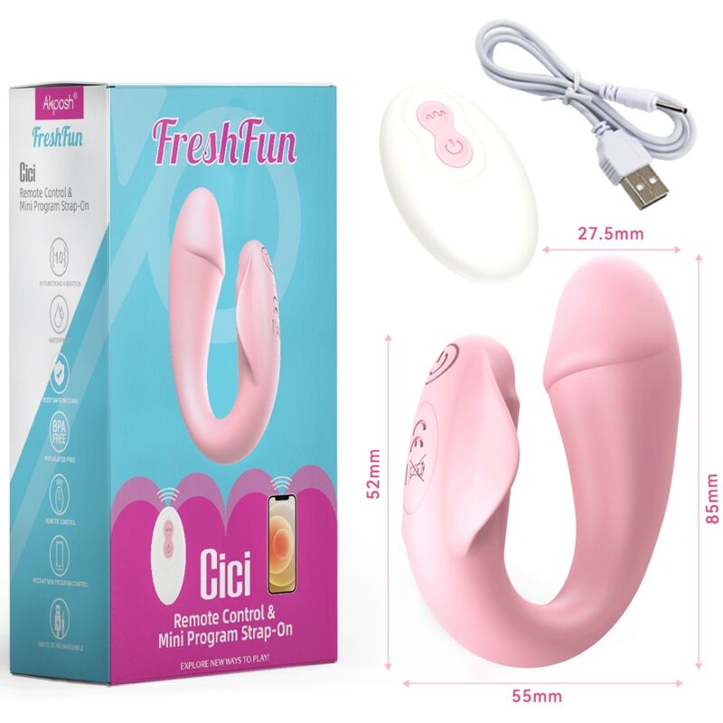 ARMONY - FRESHFUN CICI VIBRADOR STRAP-ON CONTROL REMOTO Y APP 10 VIBRACIONES ROSA ARMONY VIBRATORS