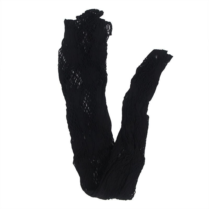 SUBBLIME - 952129 BODYSTOCKING DE REJILLA CON DISEÑO DE VESTIDO Y DETALLES FLORALES NEGRO TALLA ÚNICA SUBBLIME BODYSTOCKINGS