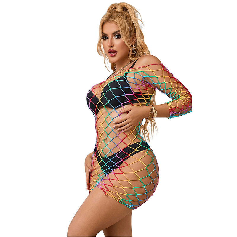 SUBBLIME - 952426 VESTIDO DE REJILLA MANGA LARGA ARCOIRIS TALLA ÚNICA SUBBLIME DRESSES