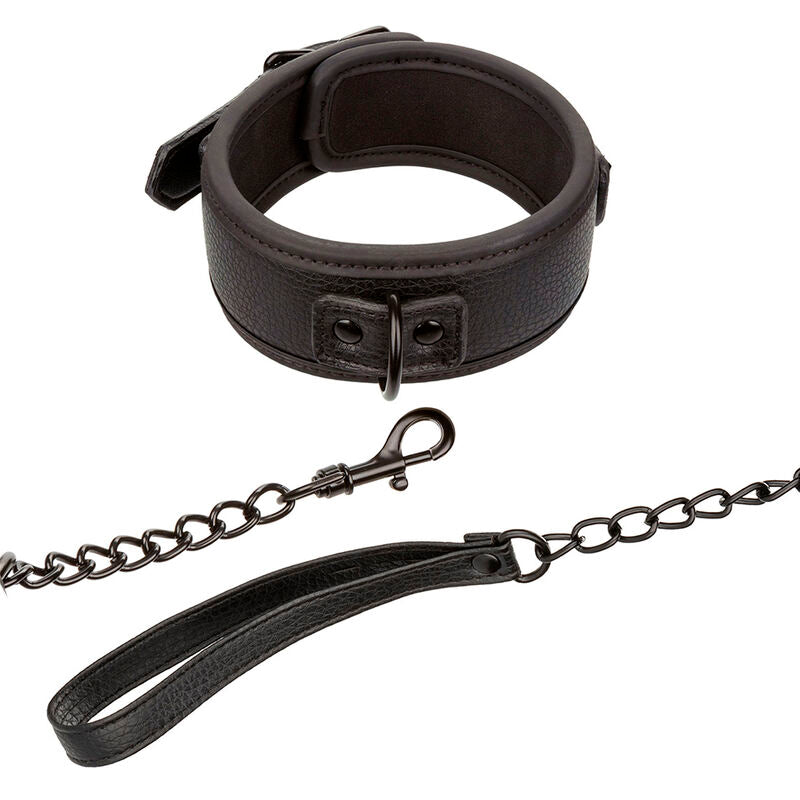 CALEXOTICS - NOCTURNAL COLLAR Y CORREA CUERO AJUSTABLE NEGRO CALEXOTICS