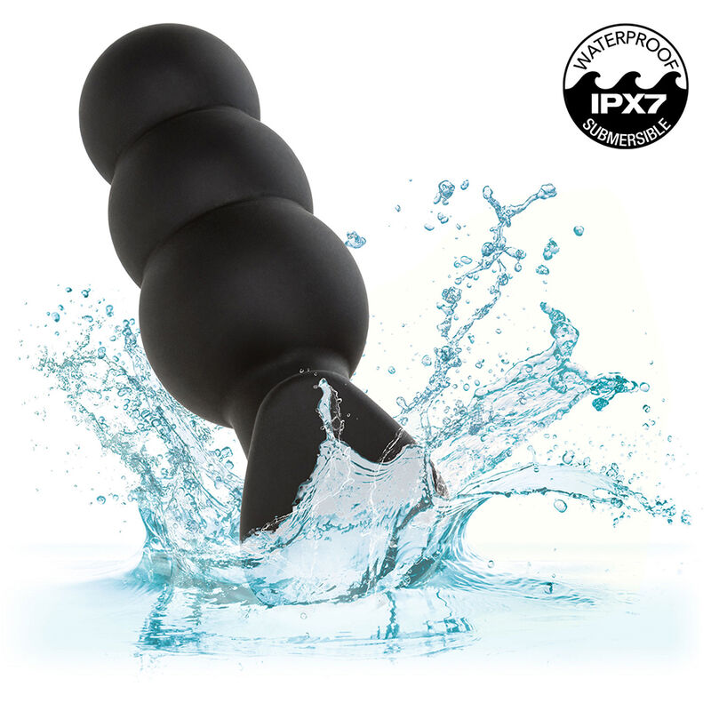 CALEXOTICS - ROCK BOTTOM PLUG ANAL CON CUENTAS 10 VIBRACIONES SILICONA NEGRO CALEXOTICS