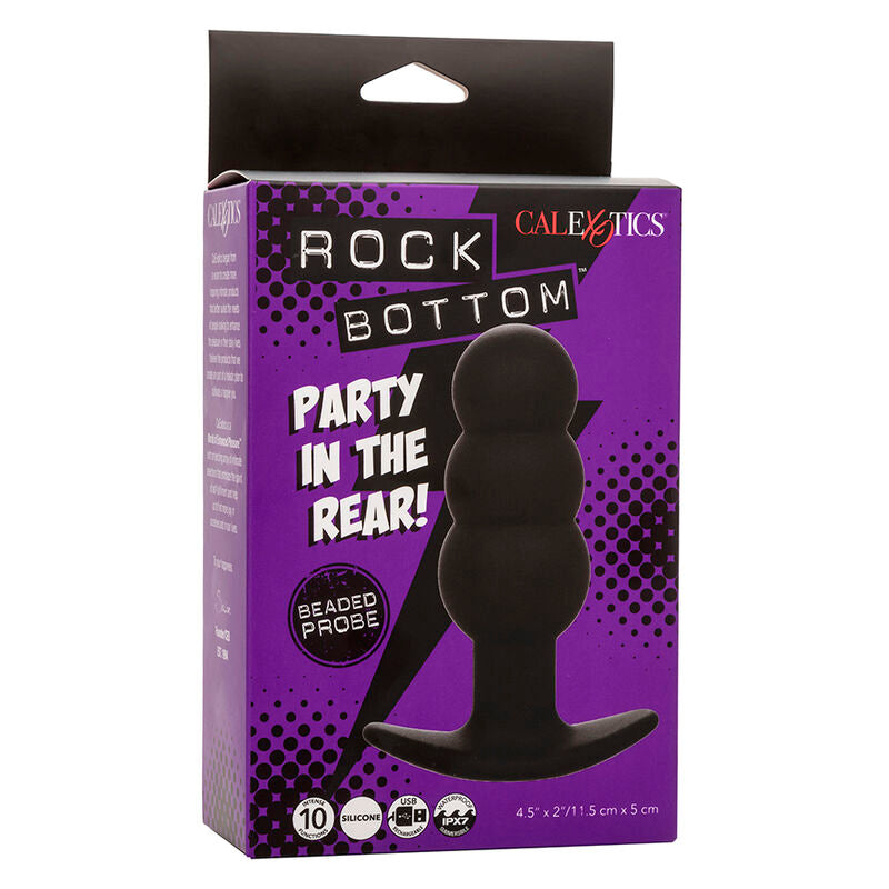 CALEXOTICS - ROCK BOTTOM PLUG ANAL CON CUENTAS 10 VIBRACIONES SILICONA NEGRO CALEXOTICS
