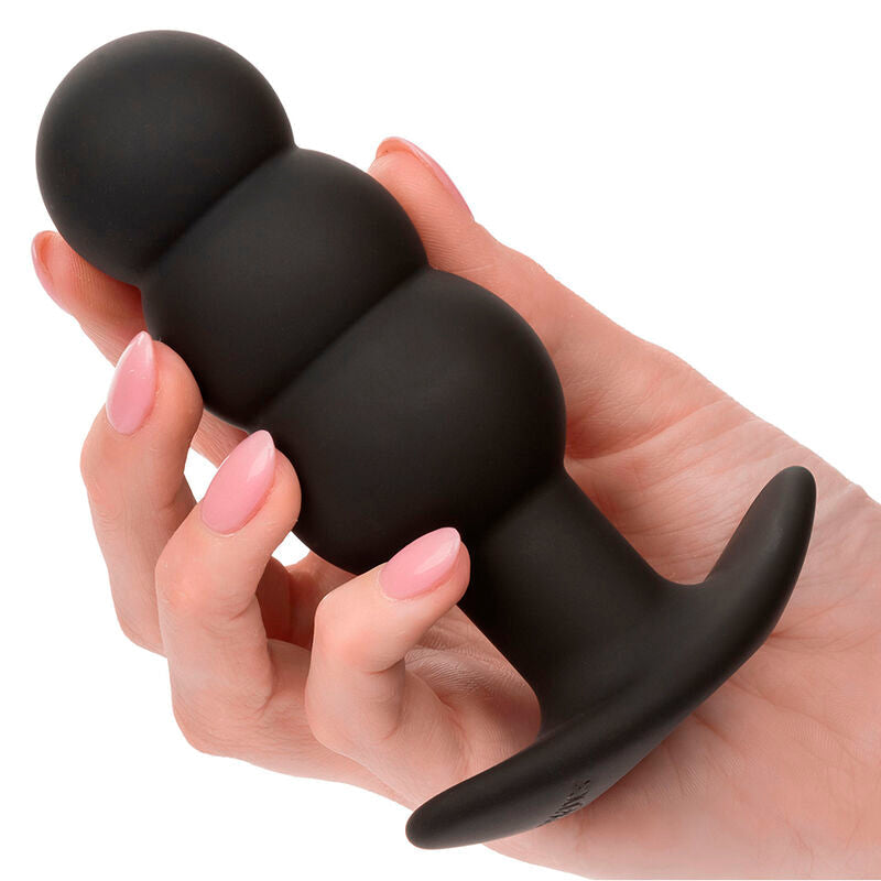 CALEXOTICS - ROCK BOTTOM PLUG ANAL CON CUENTAS 10 VIBRACIONES SILICONA NEGRO CALEXOTICS