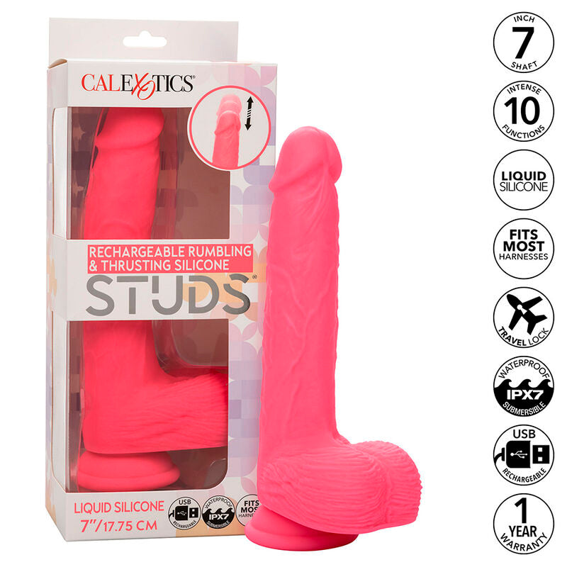 CALEXOTICS - STUDS VIBRADOR REALÍSTICO 10 VIBRACIONES Y ROSA CALEXOTICS