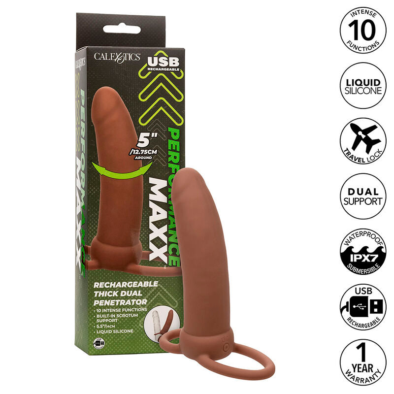 CALEXOTICS - MAXX DOBLE PENETRADOR GRUESO 10 VIBRACIONES MULATO CALEXOTICS