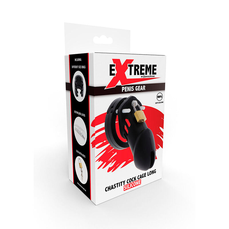 HIDDEN DESIRE - EXTREME JAULA DE CASTIDAD SILICONA TALLA L NEGRO HIDDEN DESIRE