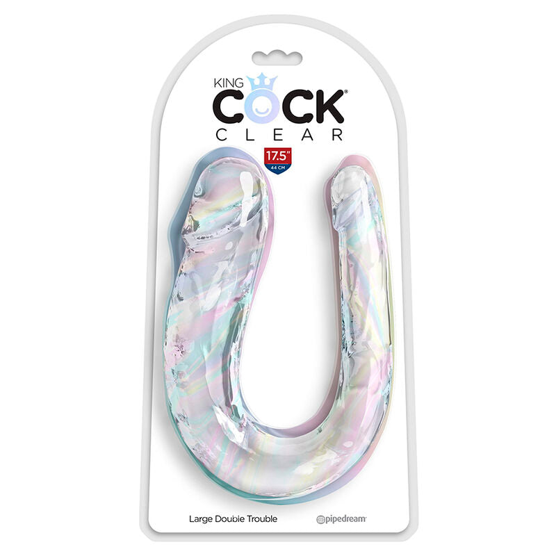 KING COCK - DOUBLE TROUBLE DILDO DOBLE 44 CM TRANSPARENTE KING COCK