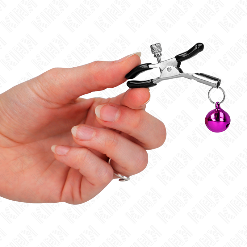 KINK - PINZAS PARA PEZONES CON CAMPANILLA VIOLETA 6 CM KINK NIPPLE GRIP