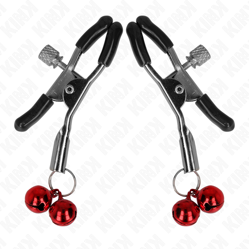 KINK - PINZAS PARA PEZONES CON DOBLE CAMPANILLA ROJO 6 CM KINK NIPPLE GRIP