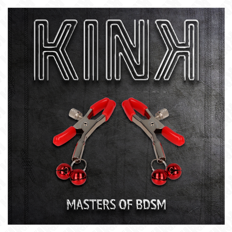 KINK - PINZAS PARA PEZONES ROJAS CON DOBLE CAMPANILLA ROJO 6 CM KINK NIPPLE GRIP