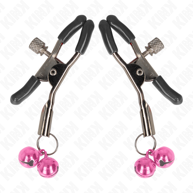 KINK - PINZAS PARA PEZONES CON DOBLE CAMPANILLA ROSA 6 CM KINK NIPPLE GRIP