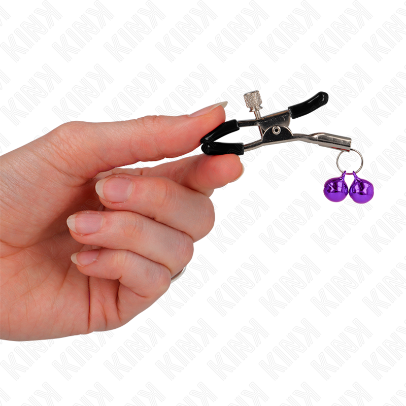 KINK - PINZAS PARA PEZONES CON DOBLE CAMPANILLA VIOLETA 6 CM KINK NIPPLE GRIP