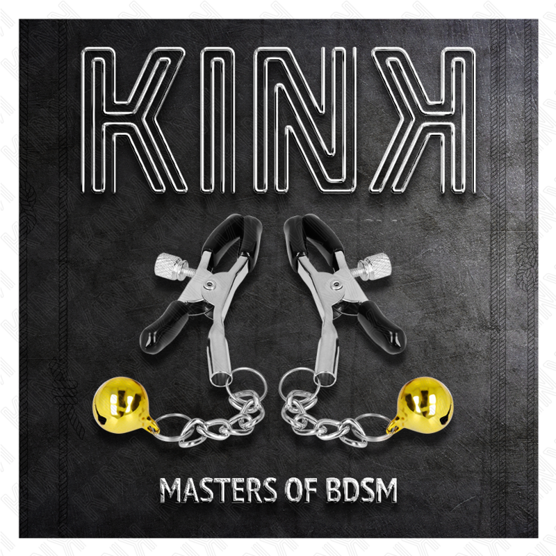 KINK - PINZAS PARA PEZONES CON COLGANTE DE CASCABEL DORADO 6 CM KINK NIPPLE GRIP