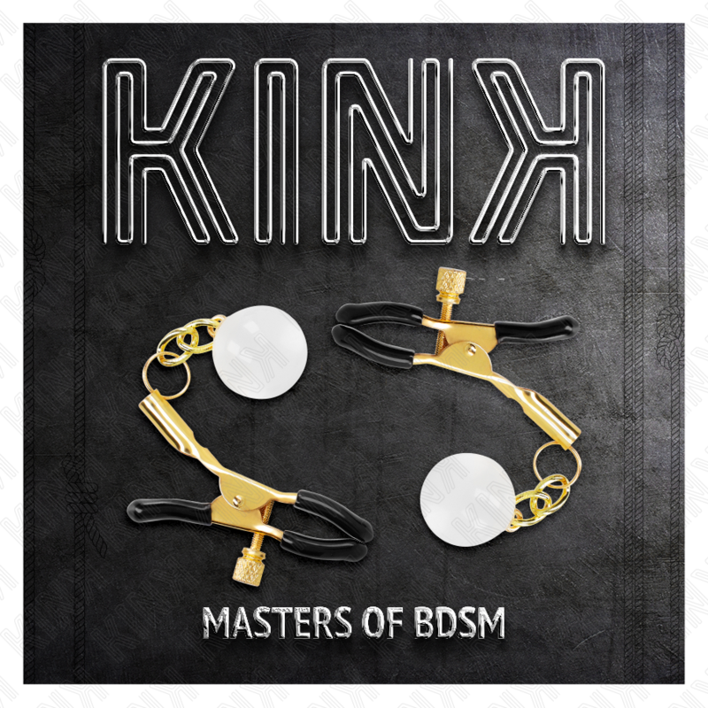 KINK - PINZAS PARA PEZONES DORADAS CON COLGANTE DE VIDRIO 6 CM KINK NIPPLE GRIP