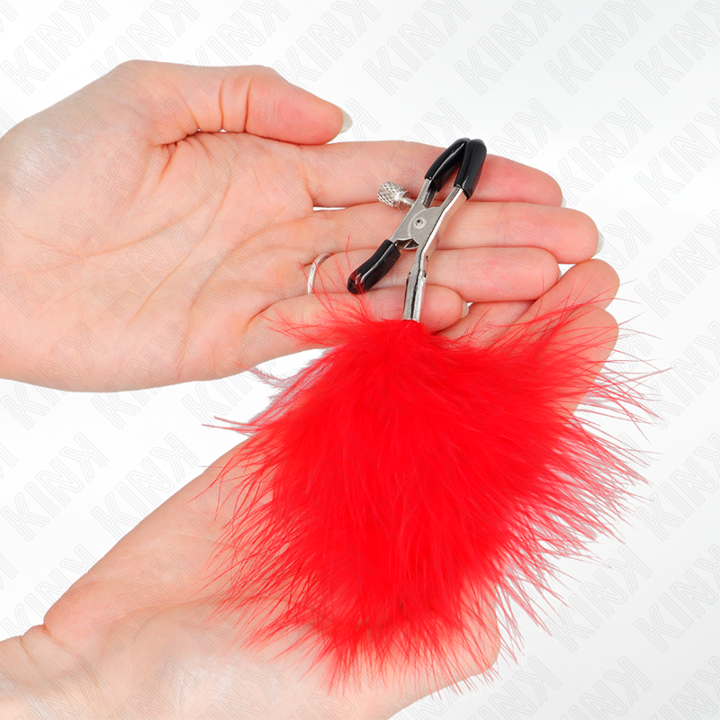 KINK - PINZAS PARA PEZONES CON PLUMA ROJO 7 CM KINK NIPPLE GRIP