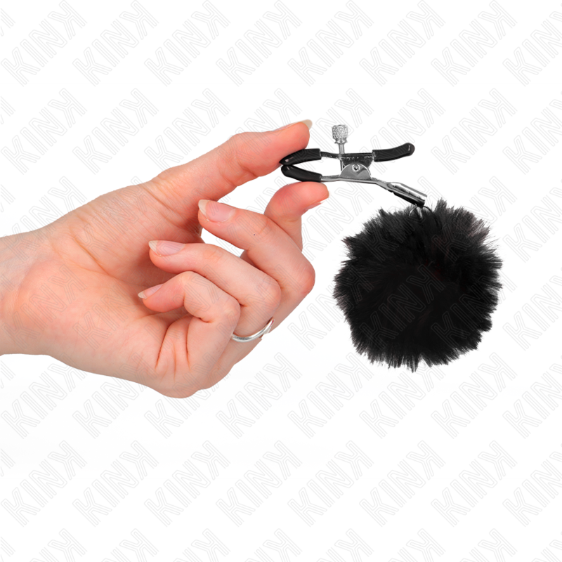 KINK - PINZAS PARA PEZONES CON POMPÓN NEGRO 6 CM KINK NIPPLE GRIP