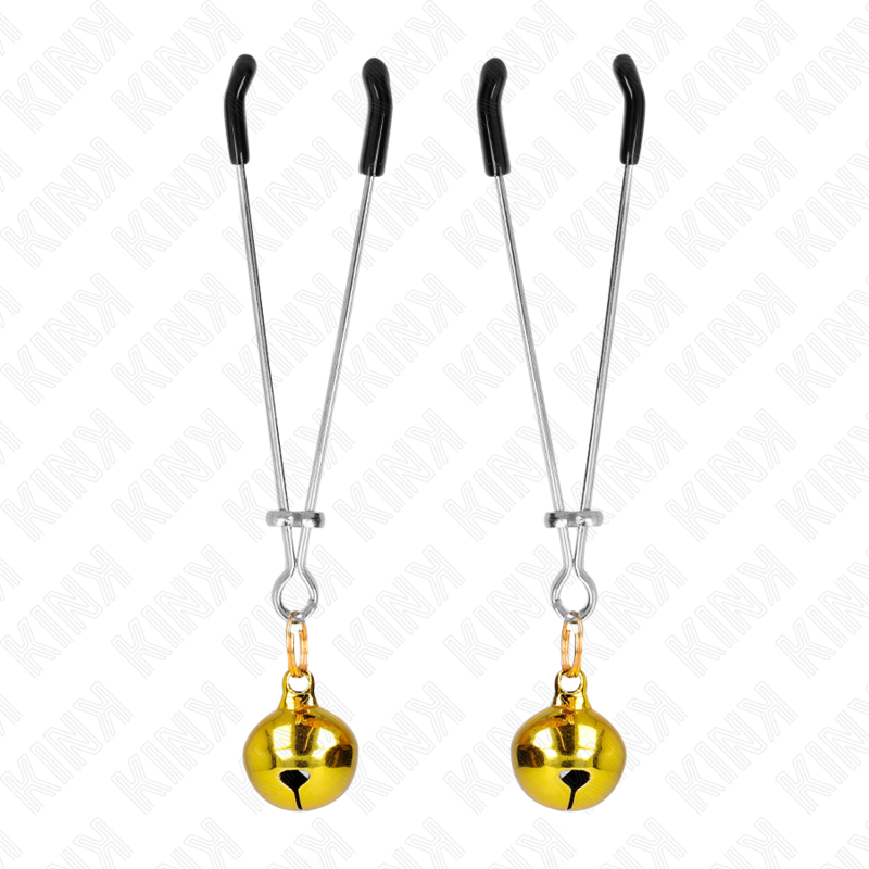 KINK - PINZAS PARA PEZONES FINA CON CASCABEL DORADO 7 CM KINK NIPPLE GRIP