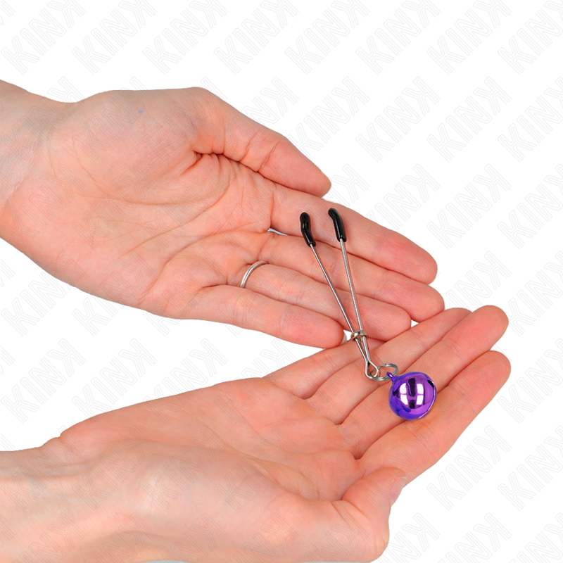 KINK - PINZAS PARA PEZONES FINA CON CASCABEL VIOLETA 7 CM KINK NIPPLE GRIP