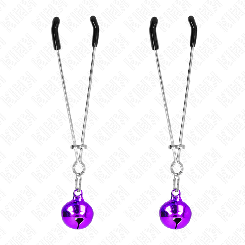 KINK - PINZAS PARA PEZONES FINA CON CASCABEL VIOLETA 7 CM KINK NIPPLE GRIP