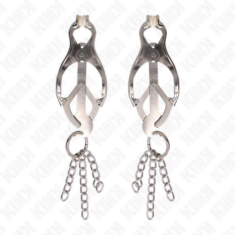 KINK - PINZAS PARA PEZONES ESTILO JAPONÉS CON CADENAS PLATEADO KINK NIPPLE GRIP