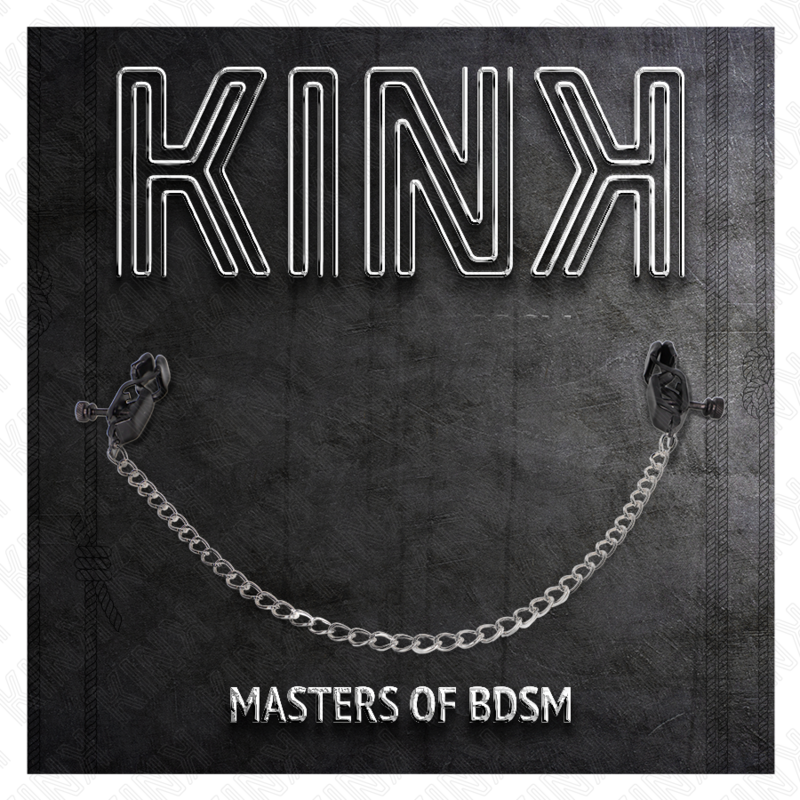 KINK - PINZAS PARA PEZONES PLANAS NEGRO CON CADENA PLATEADO 30 CM KINK NIPPLE GRIP