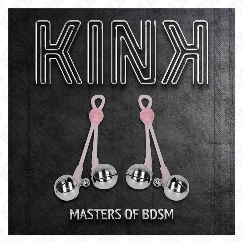 KINK - PINZAS PARA PEZONES LUMINOSAS FORMA CALABERA CON CASCABEL SONORO AJUSTABLE ROSA / PLATEADO KINK NIPPLE GRIP