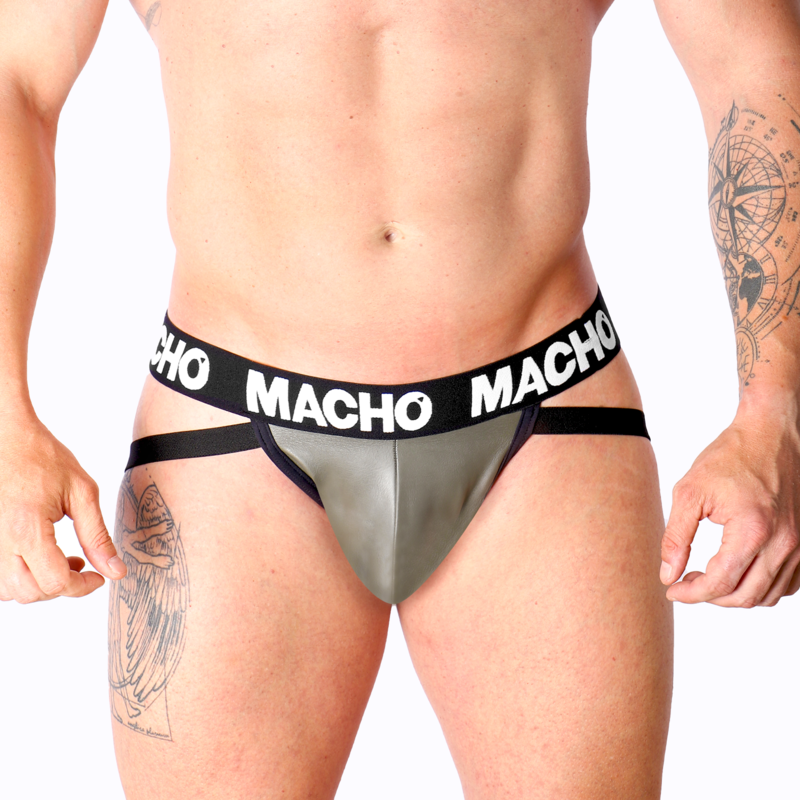 MACHO - MX27GR JOCK CUERO GRIS BEIGE XL MACHO UNDERWEAR