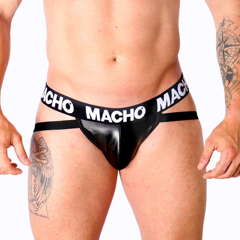 MACHO - MX25NC JOCK CUERO NEGRO MACHO UNDERWEAR