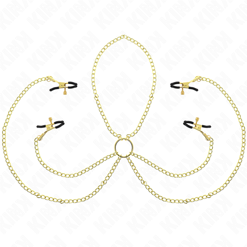 KINK - PINZAS PARA PEZONES Y CLÍTORIS 4 ENGANCHES AJUSTABLE DORADO KINK NIPPLE GRIP