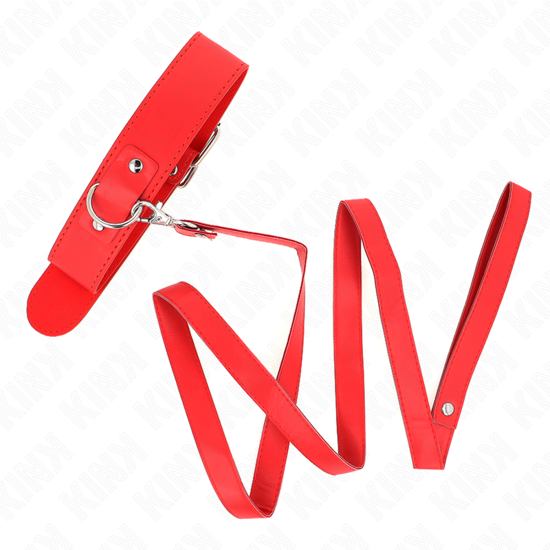 KINK - COLLAR CON CORREA 116 CM FINO ROJO AJUSTABLE 32-50 CM X 8 CM KINK COLLAR & GAG