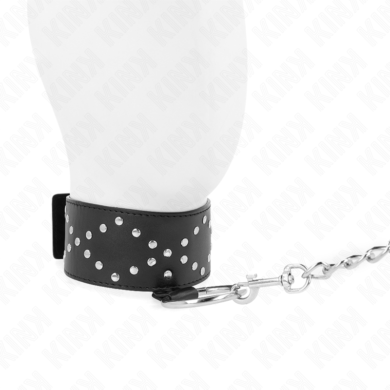 KINK - COLLAR CON CORREA 65 CM CON TACHUELAS PLATEADAS MODELO 3 AJUSTABLE 36-43 CM X 5 CM KINK COLLAR & GAG