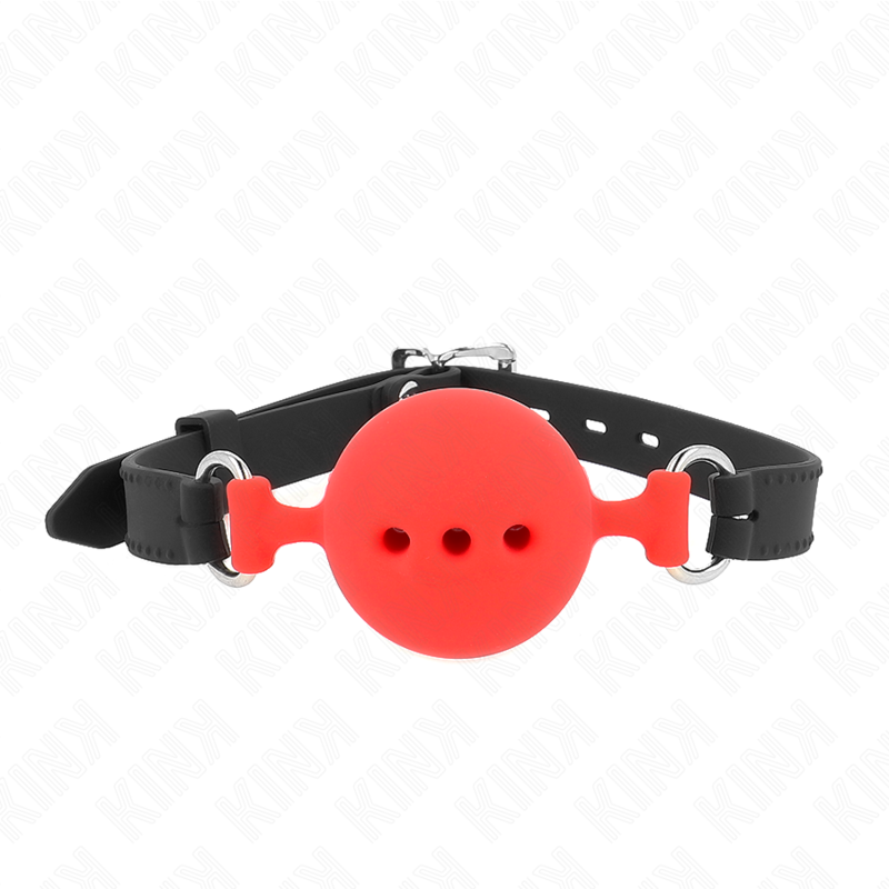 KINK - MORDAZA 55 x 2 CM DE BOLA 5 CM DE SILICONA COMPLETA TALLA L ROJO AJUSTABLE 35-51 CM KINK COLLAR & GAG