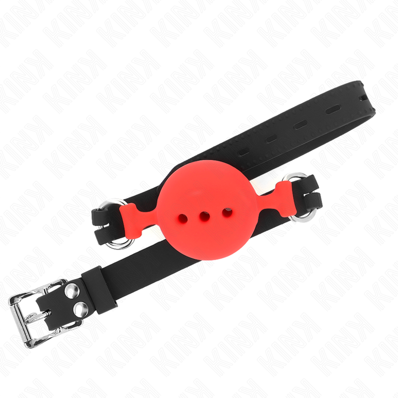 KINK - MORDAZA 55 x 2 CM DE BOLA 5 CM DE SILICONA COMPLETA TALLA L ROJO AJUSTABLE 35-51 CM KINK COLLAR & GAG
