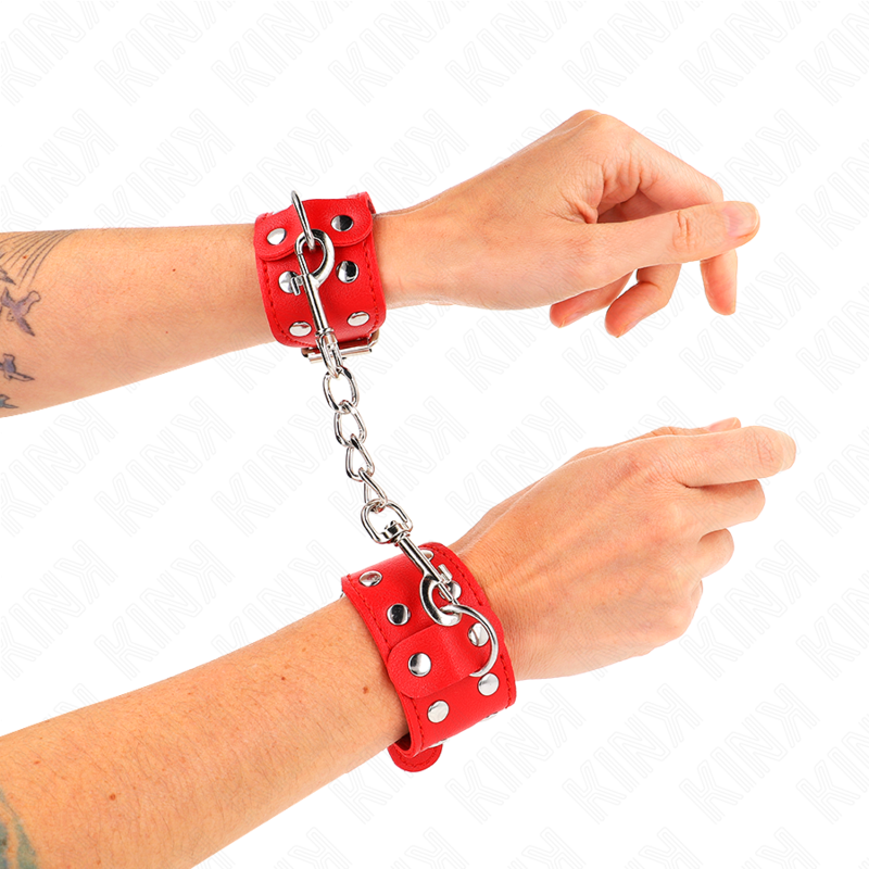 KINK - MUÑEQUERAS CON DOBLE LÍNEA DE TACHUELAS AJUSTABLE ROJO KINK WRIST RESTRAINT