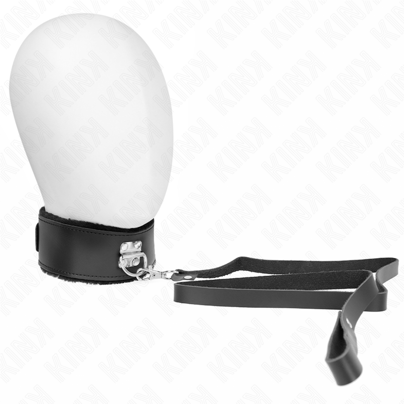 KINK - COLLAR CON CORREA 116 CM DE PIEL NEGRO AJUSTABLE 40-48 CM X 6 CM KINK COLLAR & GAG
